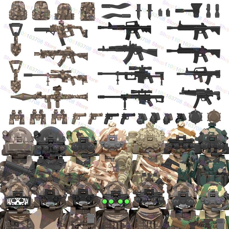 Lego Minifigure Holder - MOC Soldati Militari Action Figures Bambole